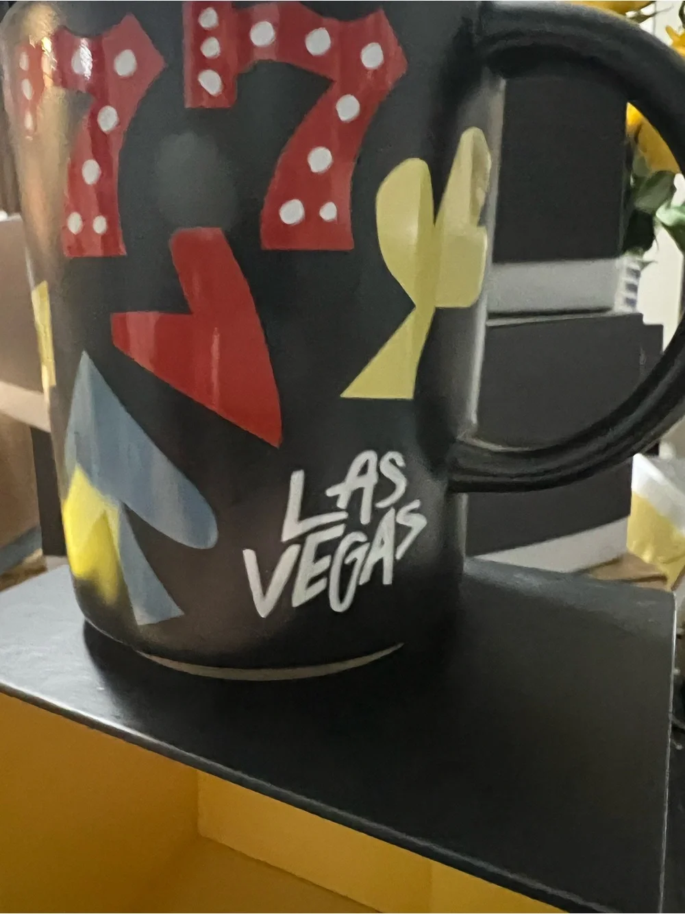 Starbucks Las Vegas Black Mug , Playing Card Icons, 777 , 12 Oz , ceramic